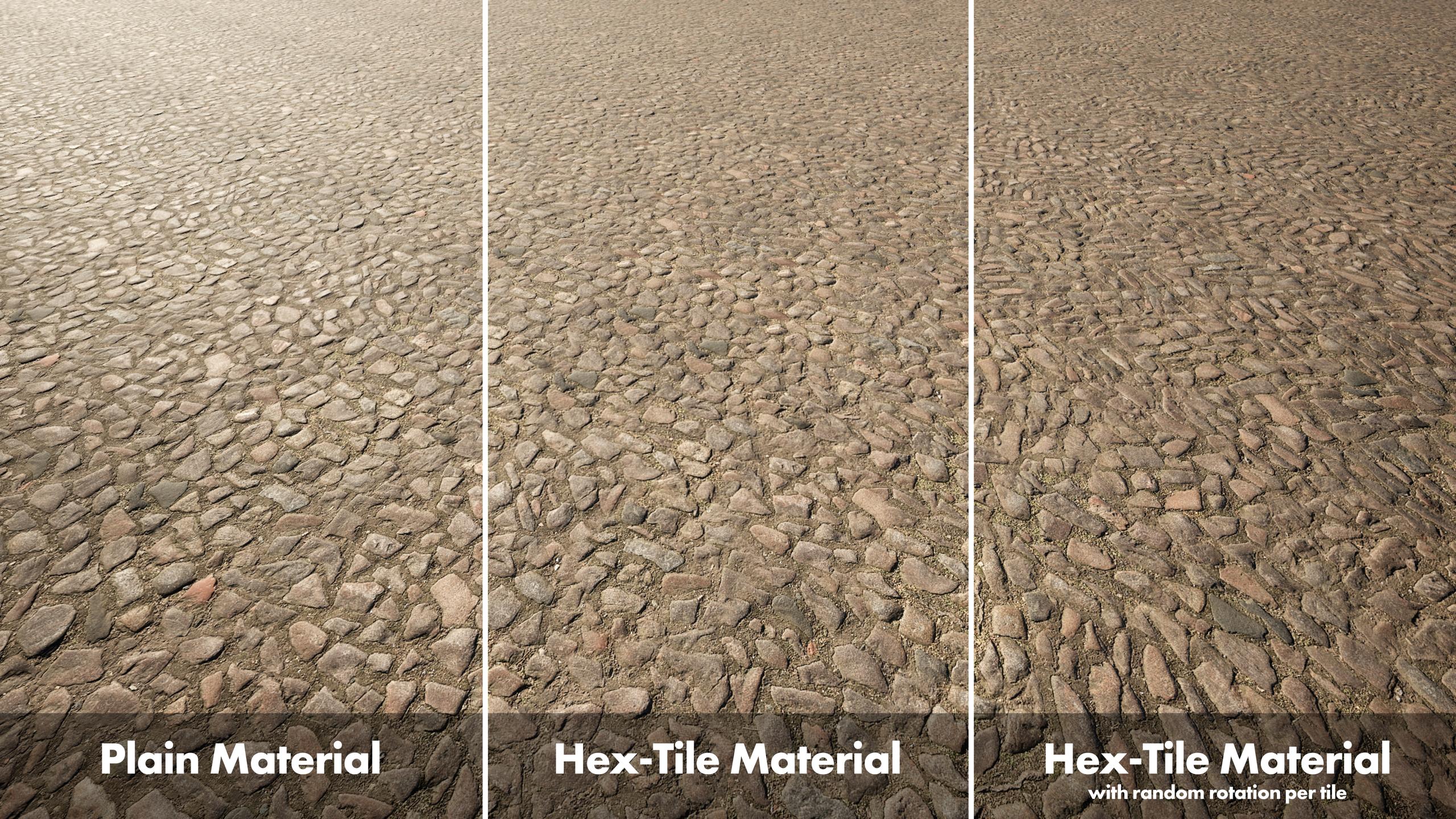 Comparison of hextile material vs regular material